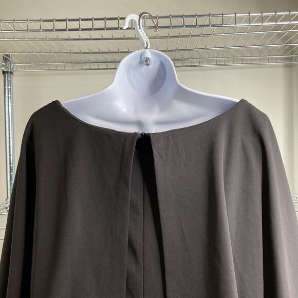 Calvin Klein Black Elegant Cape Overlay Dress Size 22W Minimalist Old Money - Picture 10 of 12